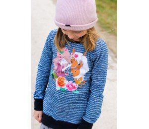 French Terry In Love Panel blau